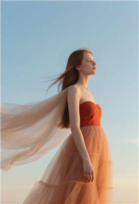 唯美纱裙美女侧颜人像艺术写真图片